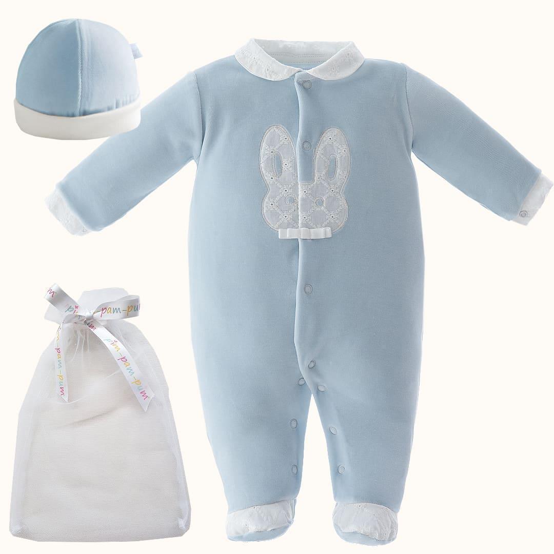 Babygrow e Gorro Bunny Azul - Pim-Pam-Pum Baby