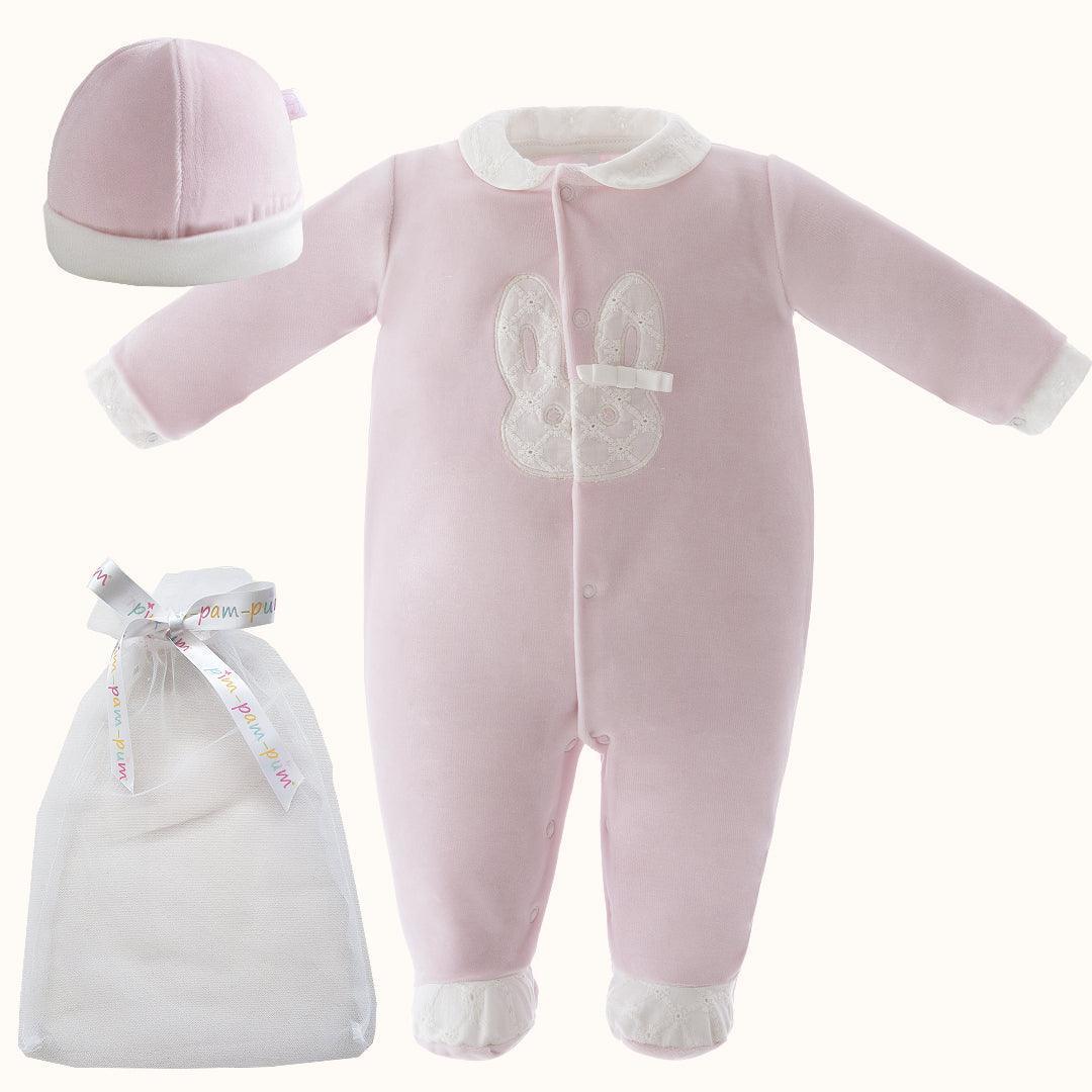 Babygrow e Gorro Bunny Rosa - Pim-Pam-Pum Baby