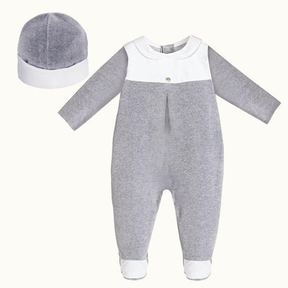 Babygrow e Gorro Mesclado Cinza - Pim-Pam-Pum Baby