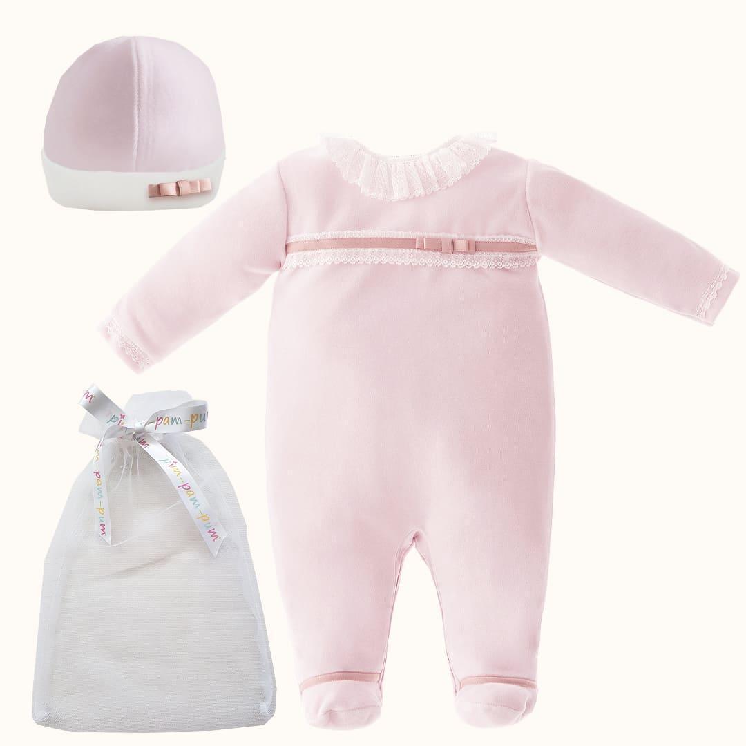 Babygrow e Gorro Romantic 1 Rosa - Pim-Pam-Pum Baby