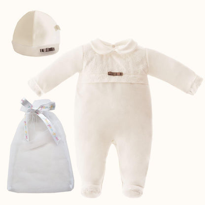 Babygrow e Gorro Romantic 2 Bege - Pim-Pam-Pum Baby