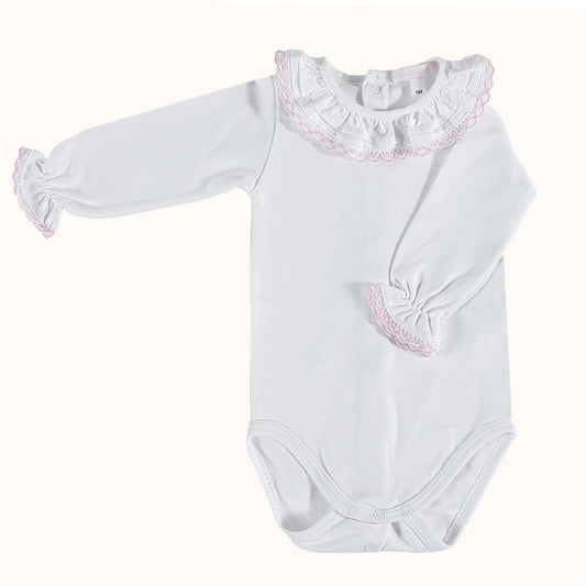 Body de Gola Candy Branco/Rosa Inverno - Pim-Pam-Pum Baby