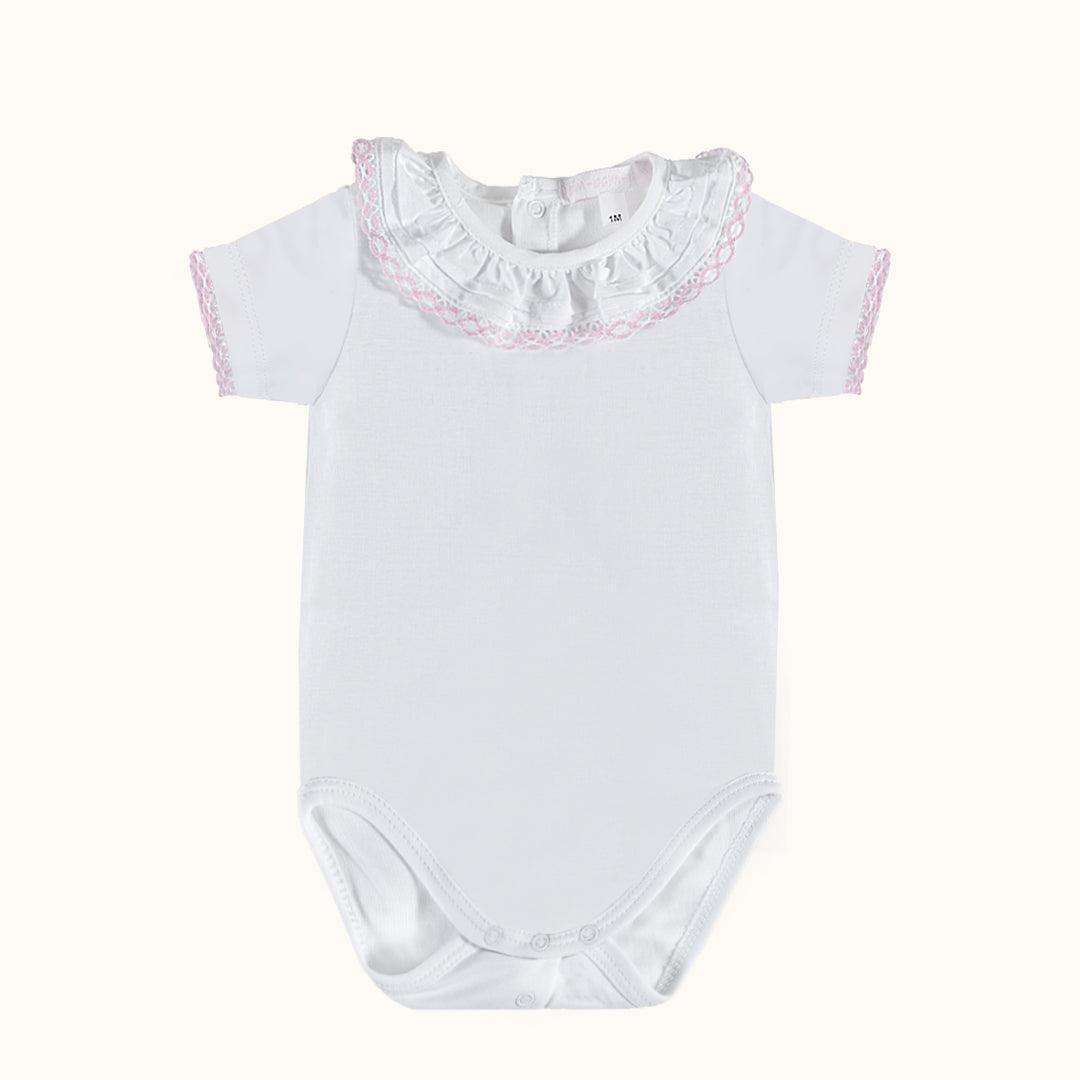 Body de Gola Candy Branco/Rosa Verão - Pim-Pam-Pum Baby