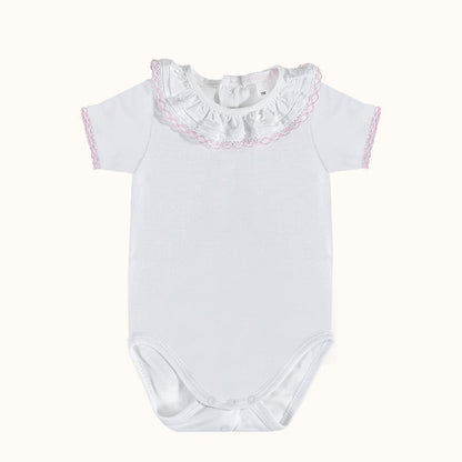 Body de Gola Candy Branco/Rosa Verão - Pim-Pam-Pum Baby