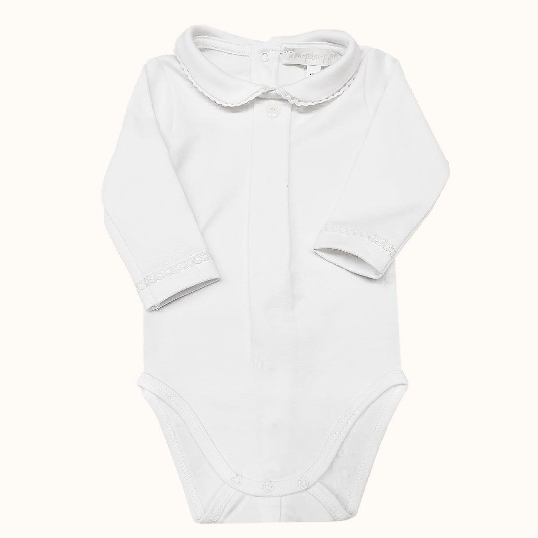 Body de Gola Vintage Branco Inverno - Pim-Pam-Pum Baby