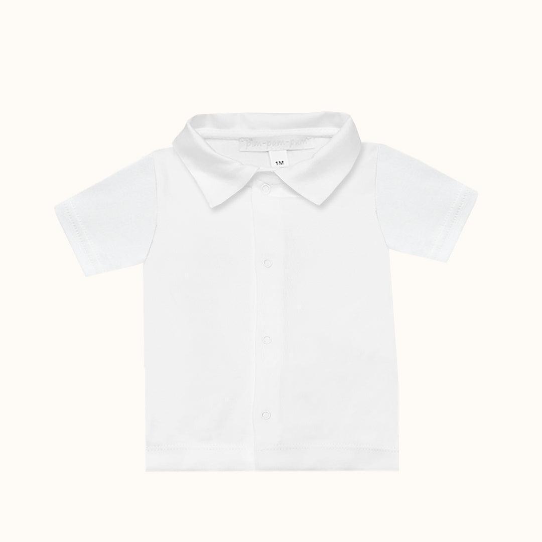 Camisola de Gola Básico Branco Menino Verão - Pim-Pam-Pum Baby