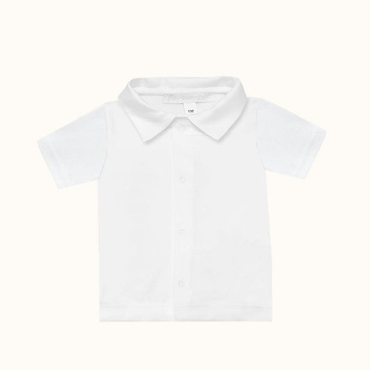 Camisola de Gola Básico Branco Menino Verão - Pim-Pam-Pum Baby