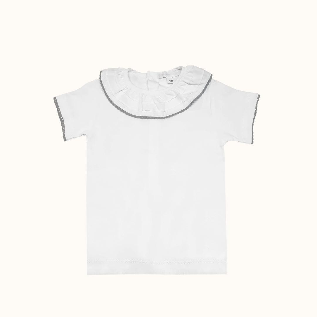 Camisola de Gola Básico Branco/Cinza Verão - Pim-Pam-Pum Baby