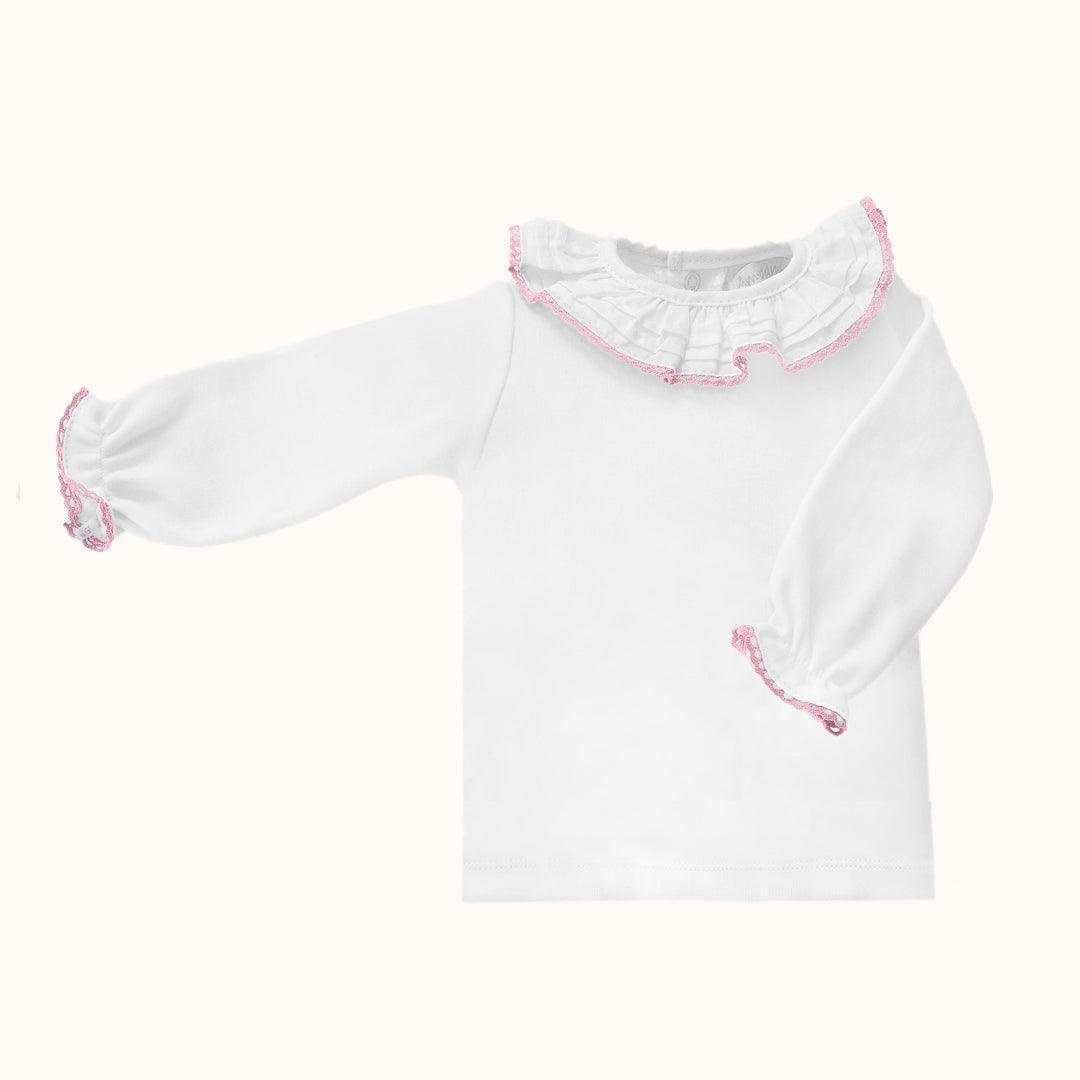 Camisola de Gola Básico Branco/Rosa Inverno - Pim-Pam-Pum Baby