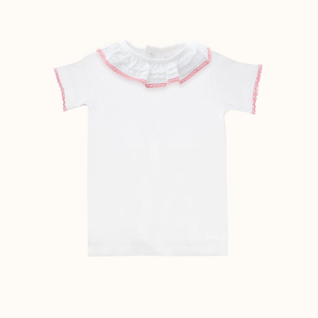 Camisola de Gola Básico Branco/Rosa Verão - Pim-Pam-Pum Baby