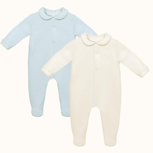 Conjunto de 2 Babygrows Diamante Bege e Azul - Pim-Pam-Pum Baby