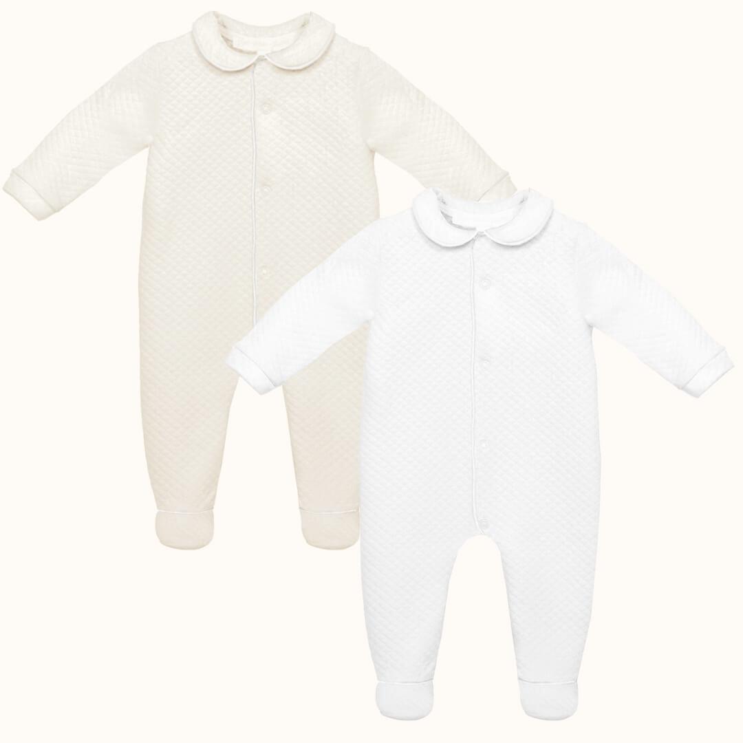 Conjunto de 2 Babygrows Diamante Bege e Branco - Pim-Pam-Pum Baby