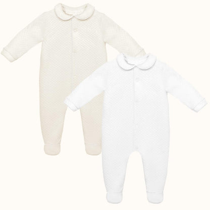 Conjunto de 2 Babygrows Diamante Bege e Branco - Pim-Pam-Pum Baby