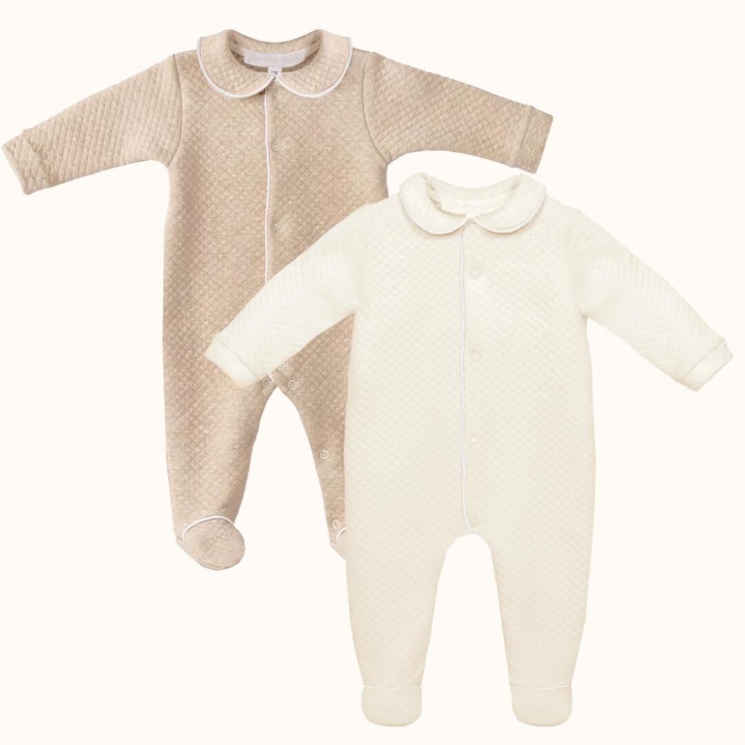 Conjunto de 2 Babygrows Diamante Bege e Camel - Pim-Pam-Pum Baby