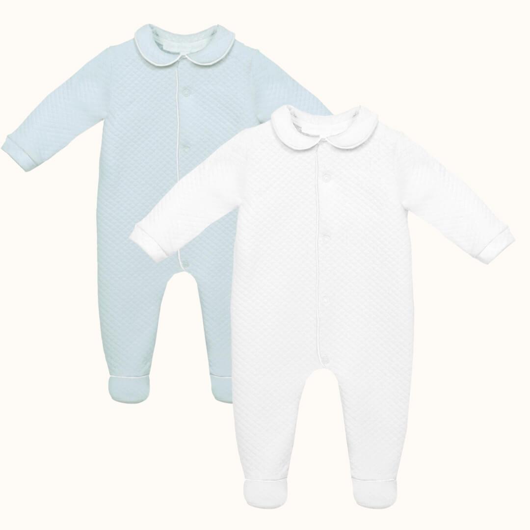 Conjunto de 2 Babygrows Diamante Branco e Azul - Pim-Pam-Pum Baby