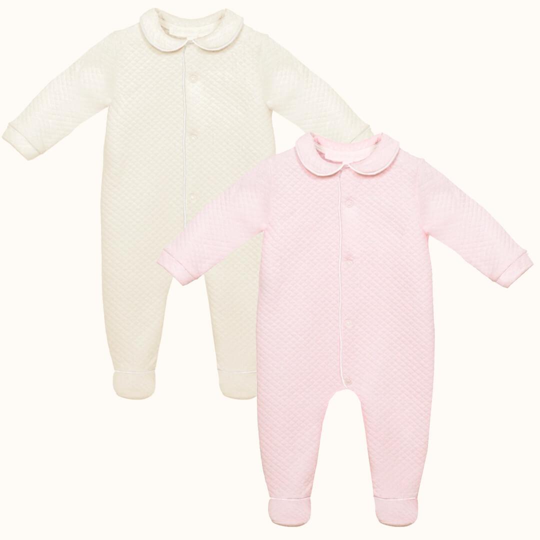 Conjunto de 2 Babygrows Diamante Rosa e Bege - Pim-Pam-Pum Baby