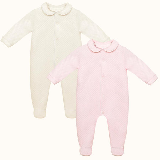 Conjunto de 2 Babygrows Diamante Rosa e Bege - Pim-Pam-Pum Baby