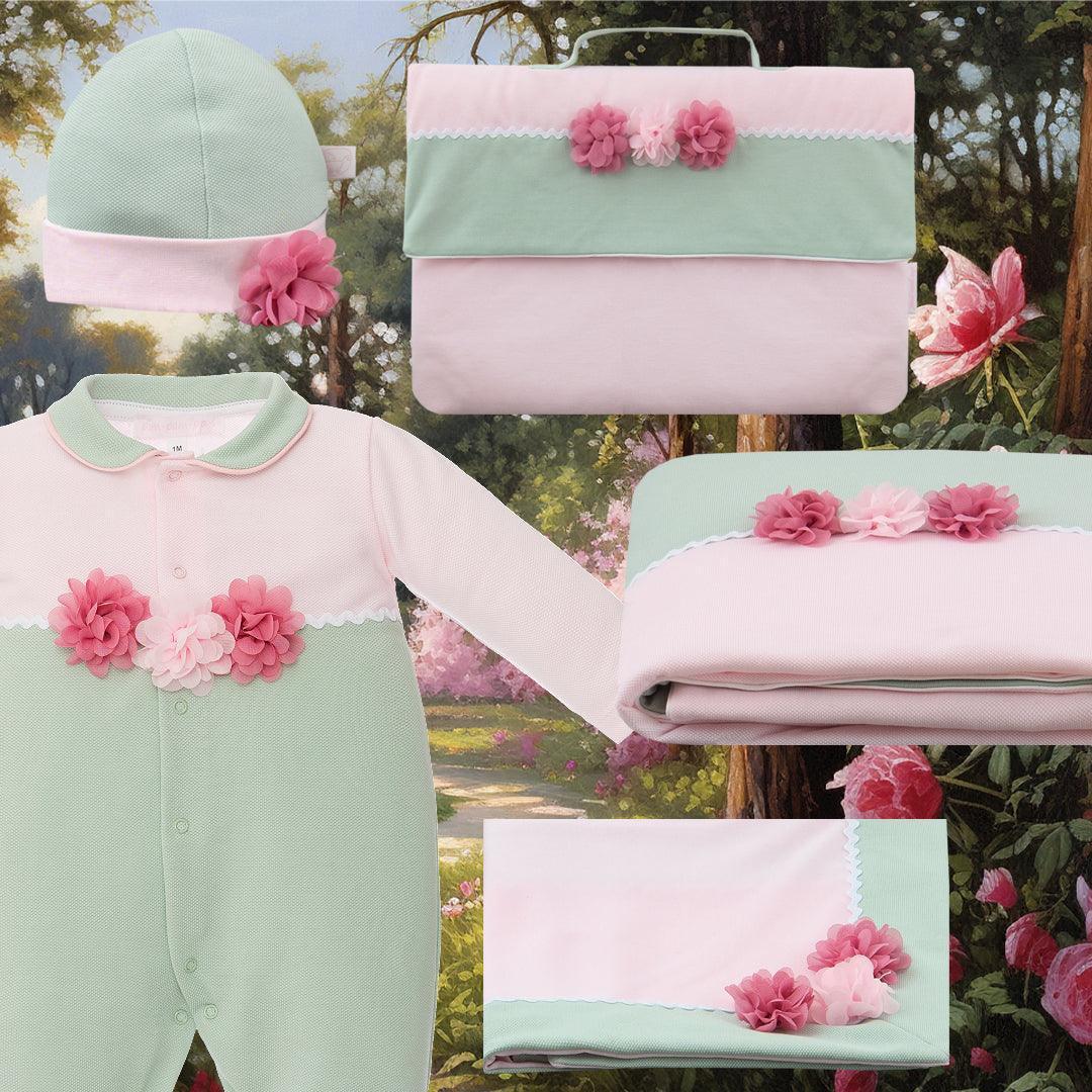 Conjunto Primeira Roupa Jardim Rosa/Verde - Pim-Pam-Pum Baby