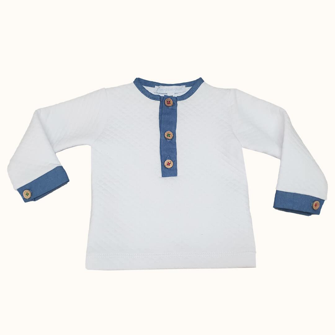 Fatinho 2 Peças Denim Branco/Azul - Pim-Pam-Pum Baby