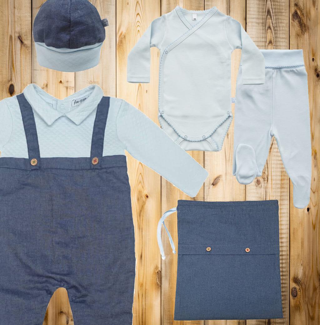 Primeira Roupa Mini Denim Azul - Pim-Pam-Pum Baby