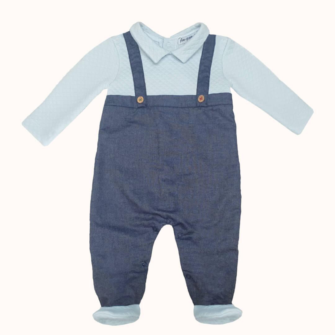 Primeira Roupa Mini Denim Azul - Pim-Pam-Pum Baby