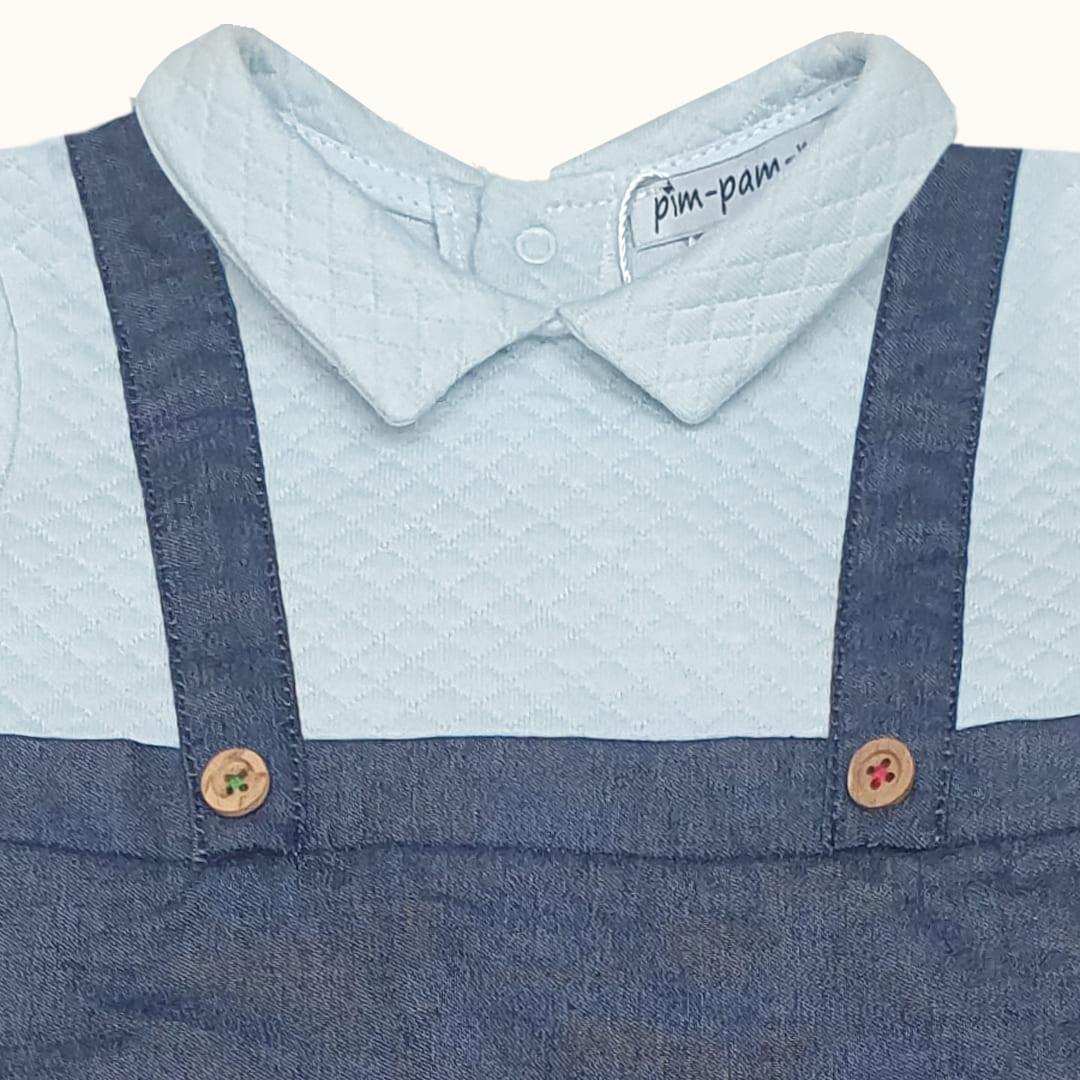 Primeira Roupa Mini Denim Azul - Pim-Pam-Pum Baby