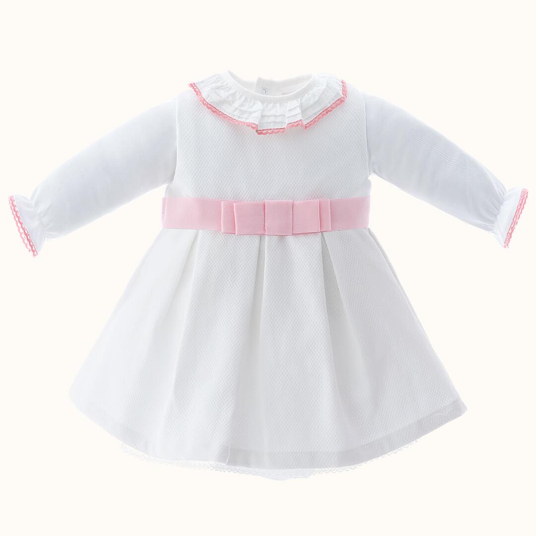 Vestido e Body/Cueca Romantic Branco/Rosa - Pim-Pam-Pum Baby