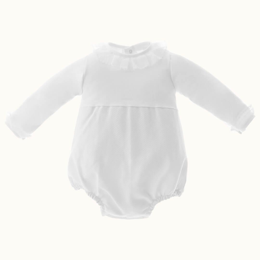 Vestido e Body/Cueca Romantic Branco/Rosa - Pim-Pam-Pum Baby